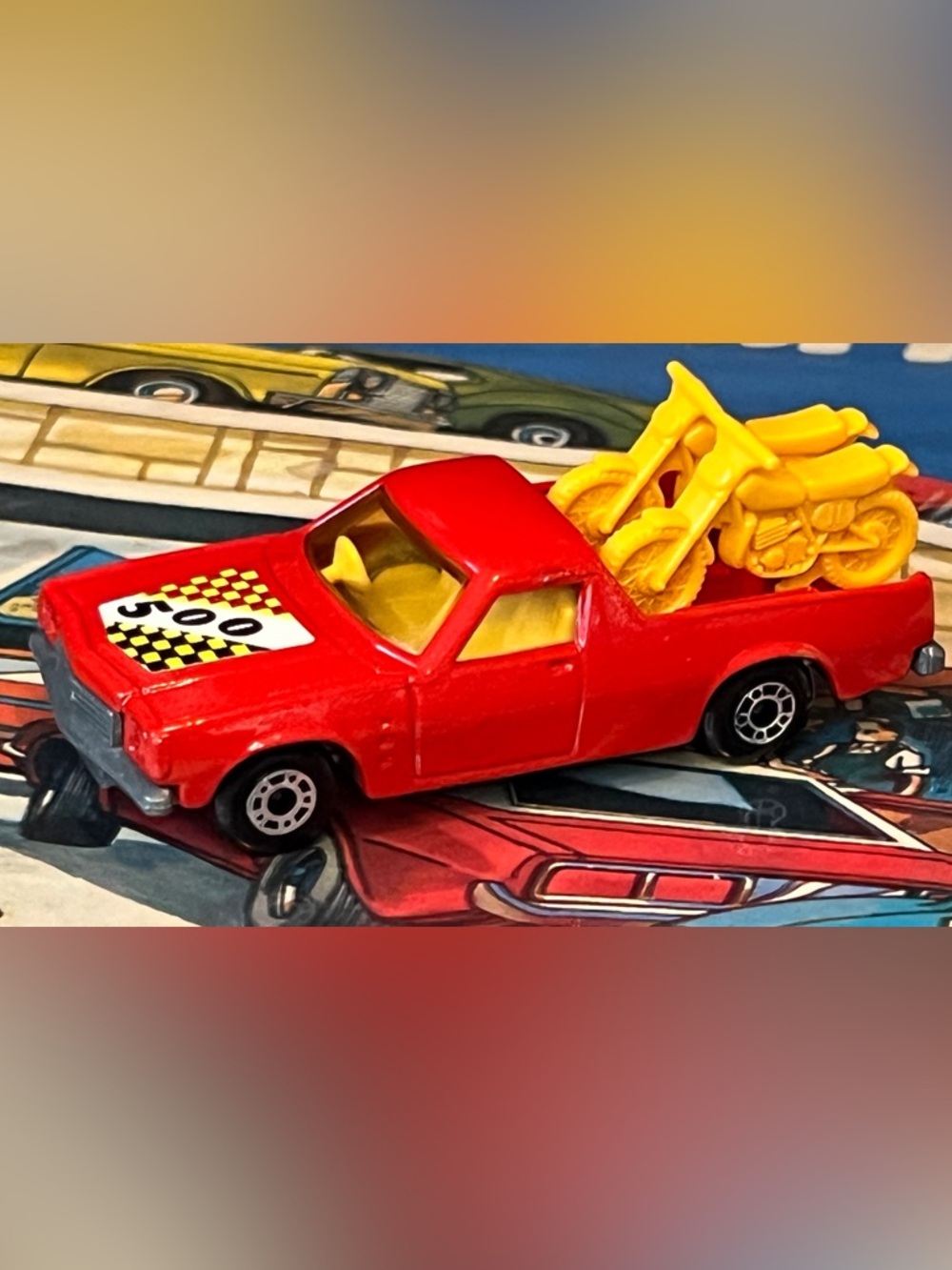 Vintage 1977 Matchbox Superfast No. 60 Holden Pick-Up w/ Motorbikes Red Lesney